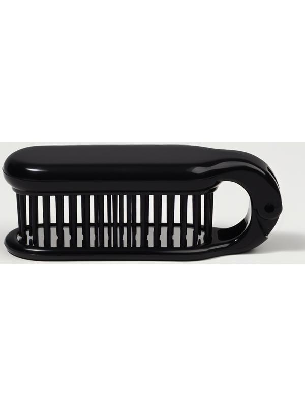 Расчёска массажная, складная, с зеркалом, 3 × 10 см, цвет чёрный