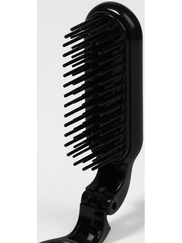 Расчёска массажная, складная, с зеркалом, 3 × 10 см, цвет чёрный
