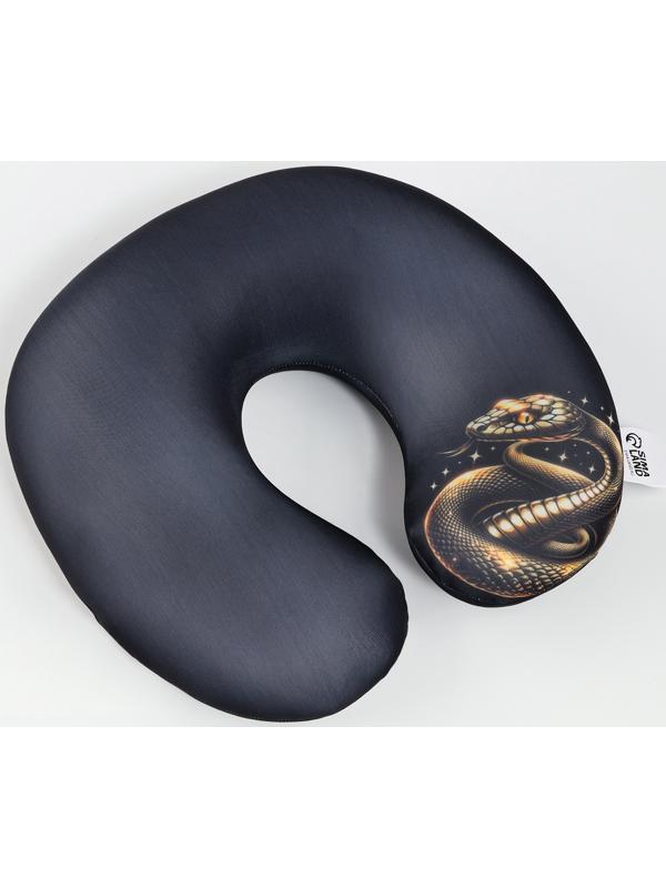 Подушка для путешествий антистресс «Змея», черно-золотой
