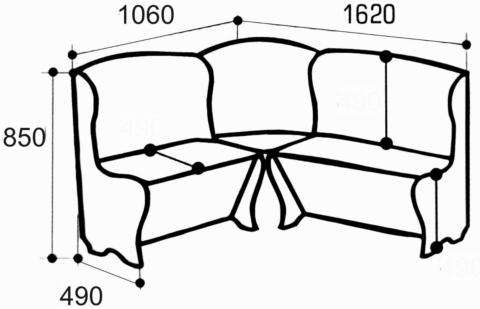 Кухонный уголок КУ-3/4М, 1560 х 1060 х 850, шимо св/рогожка кор