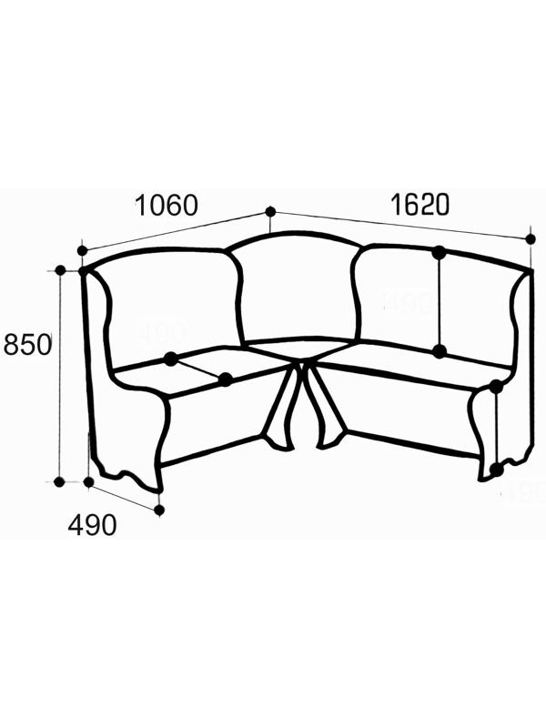 Кухонный уголок КУ-3/4М, 1560 х 1060 х 850, дуб венге/рогожка кор