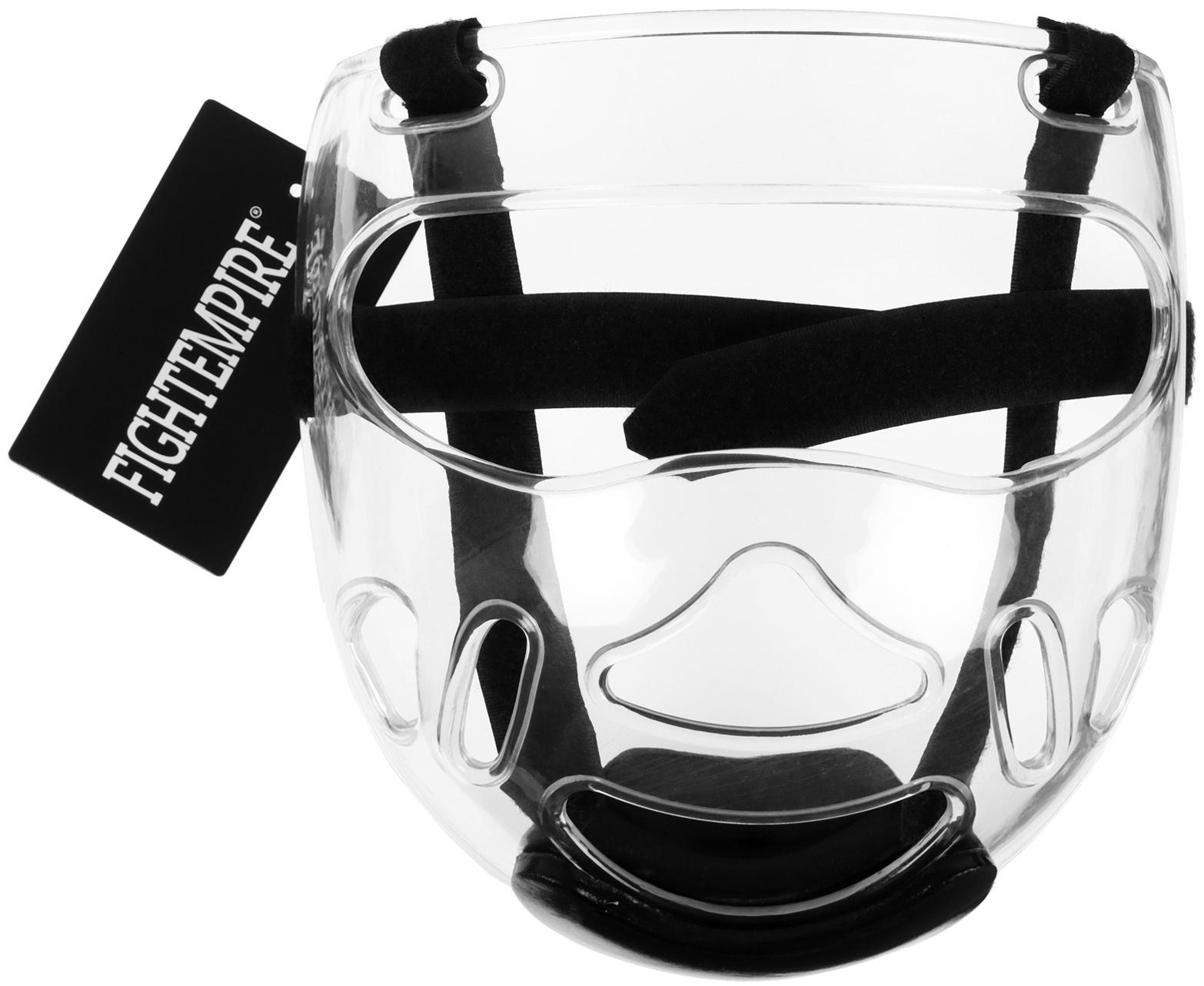 Маска защитная на шлем для Тхэквондо FIGHT EMPIRE, на липучках, размер S/M, прозрачная