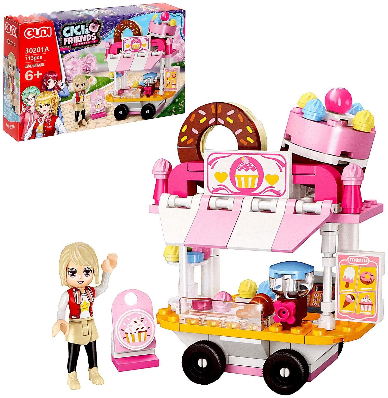Конструктор для девочек «Подружки. Магазин на тележке. Десерт», 113 деталей