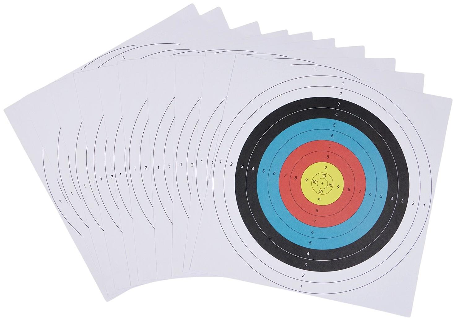 Набор мишеней для стрельбы из лука, 10 шт, 40 см, бумажные, цветная печать