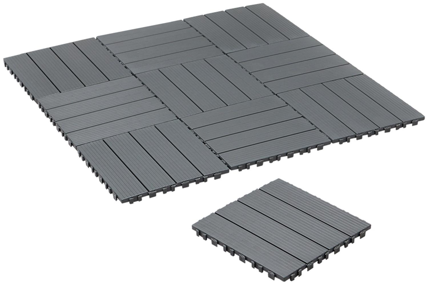 Плитка садовая, тротуарная, набор - 10 шт, пластик, темно-серая, 30 х 30 х 2 см