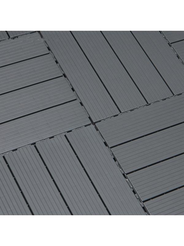 Плитка садовая, тротуарная, набор - 10 шт, пластик, темно-серая, 30 х 30 х 2 см