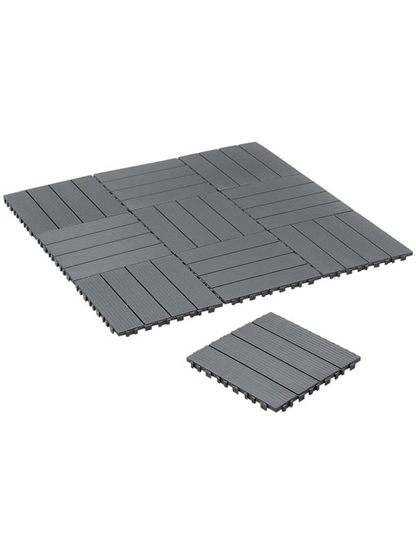 Плитка садовая, тротуарная, набор - 10 шт, пластик, темно-серая, 30 х 30 х 2 см