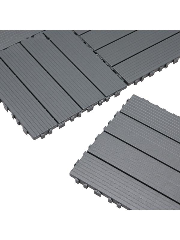 Плитка садовая, тротуарная, набор - 10 шт, пластик, темно-серая, 30 х 30 х 2 см