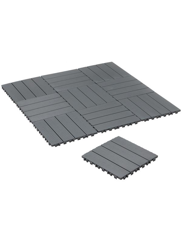 Плитка садовая, тротуарная, набор - 10 шт, пластик, темно-серая, 30 х 30 х 2 см