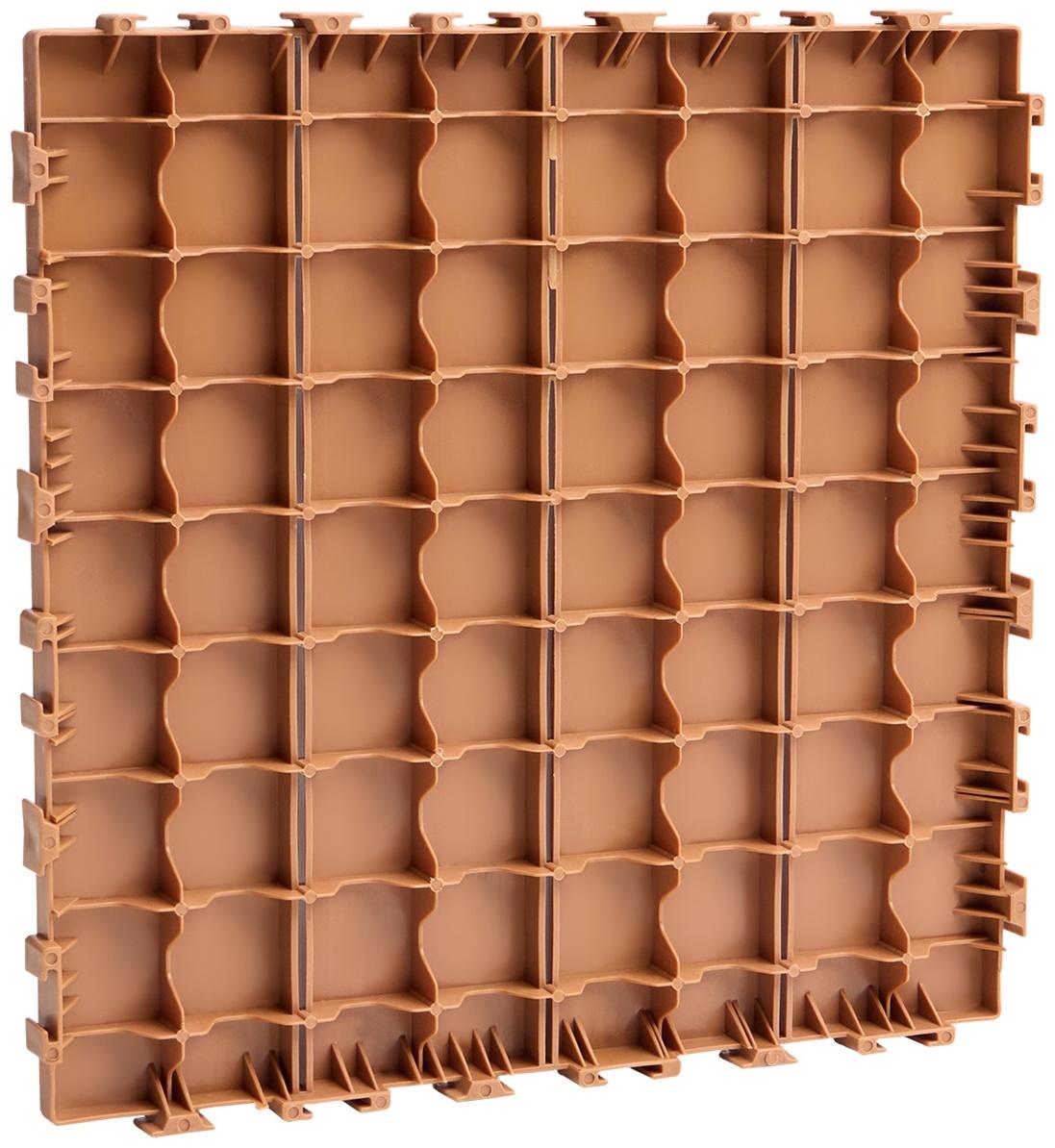 Плитка садовая, тротуарная, набор - 10 шт, пластик, коричневая, 30 х 30 х 2 см