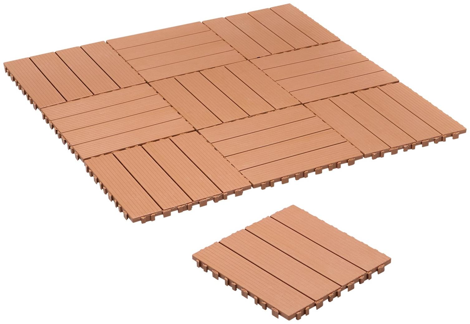 Плитка садовая, тротуарная, набор - 10 шт, пластик, коричневая, 30 х 30 х 2 см