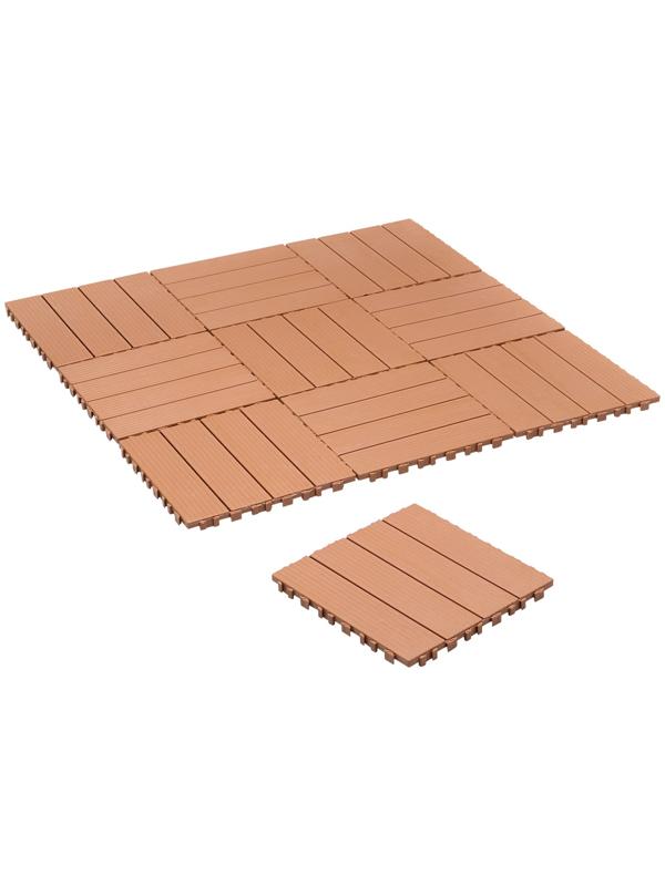 Плитка садовая, тротуарная, набор - 10 шт, пластик, коричневая, 30 х 30 х 2 см