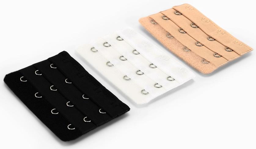 Застёжка для бюстгальтера, удлинитель, 3 ряда 4 крючка, 5×7.5 см, 3 шт.