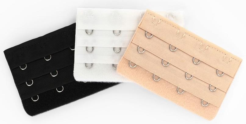 Застёжка для бюстгальтера, удлинитель, 3 ряда 4 крючка, 5×7.5 см, 3 шт.