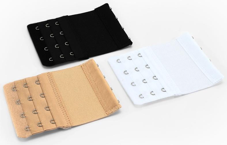 Застёжка для бюстгальтера, удлинитель, 3 ряда, 4 крючка, 7.5×10 см, 3 шт.