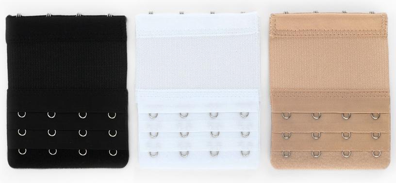 Застёжка для бюстгальтера, удлинитель, 3 ряда, 4 крючка, 7.5×10 см, 3 шт.