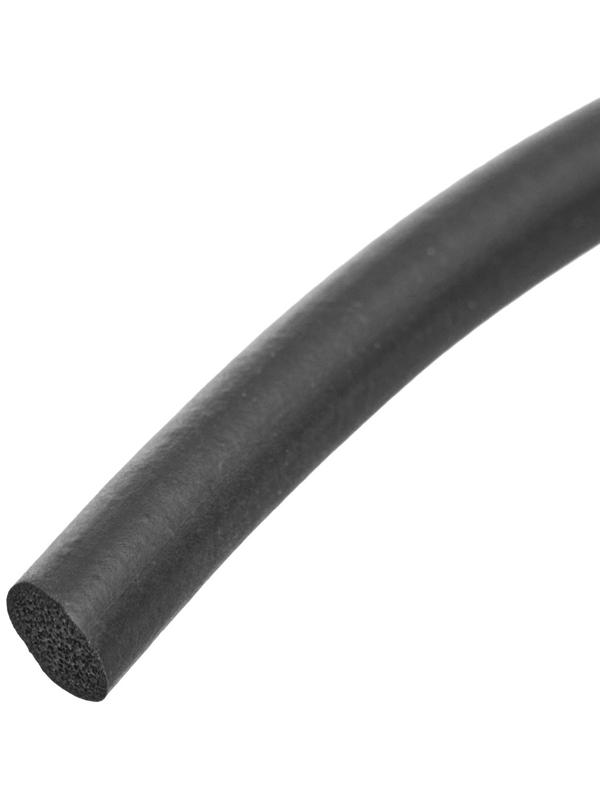 Уплотнитель для дверей авто, О-образный, 6 мм, 5 м, черный