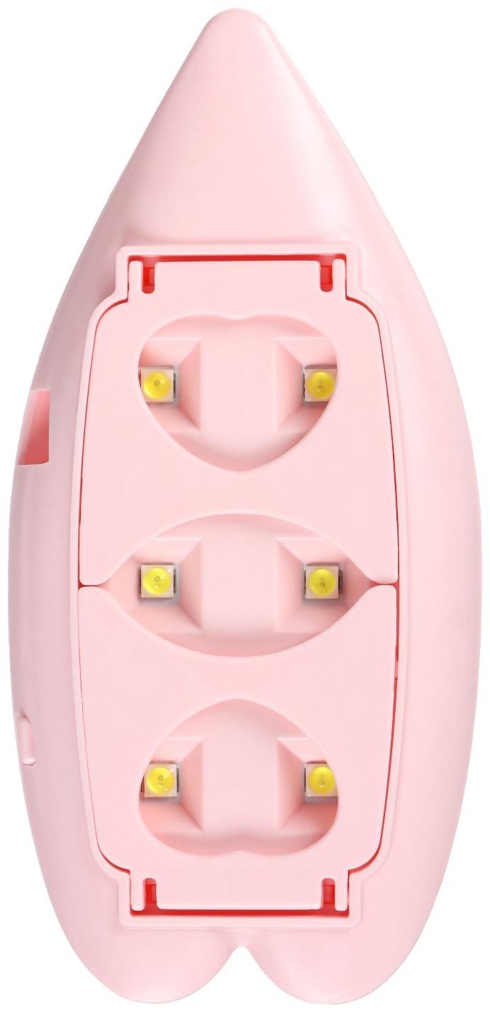 Лампа для маникюра LUF-09, UV/LED, 6 диодов, 6 Вт, USB, розовая