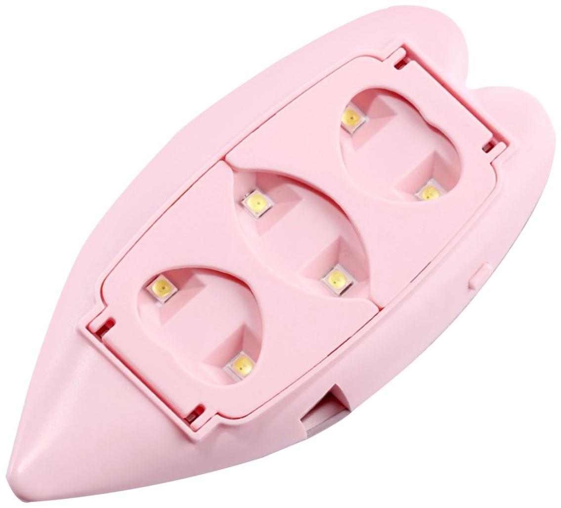 Лампа для маникюра LUF-09, UV/LED, 6 диодов, 6 Вт, USB, розовая