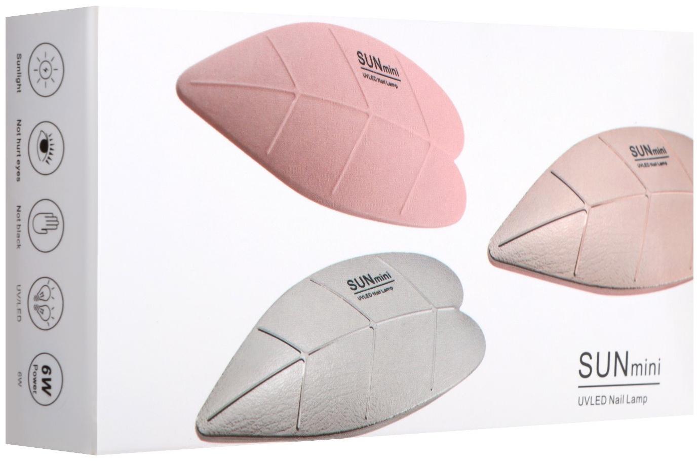 Лампа для маникюра LUF-09, UV/LED, 6 диодов, 6 Вт, USB, розовая