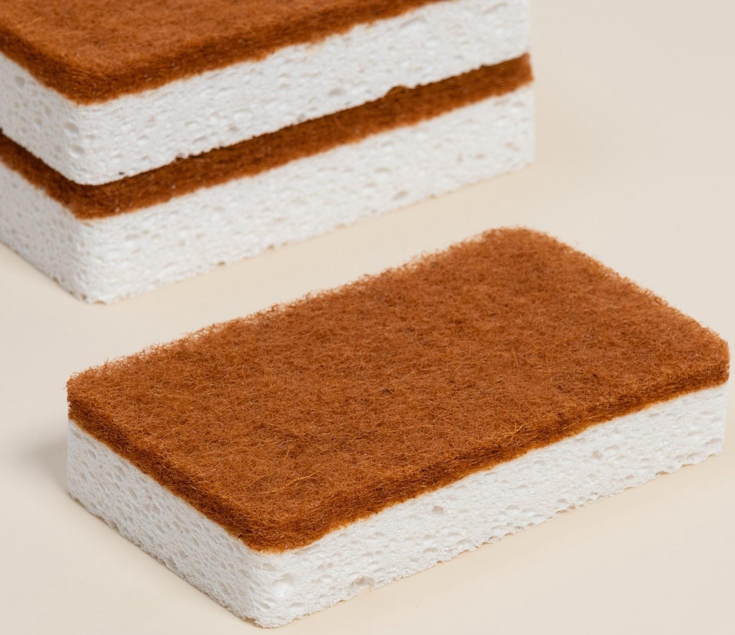 Губки для посуды SL Home, из древесной целлюлозы, с кокосовым абразивом, 3 шт.