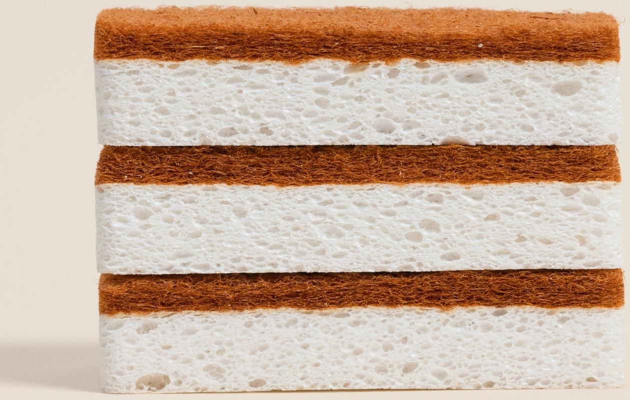 Губки для посуды SL Home, из древесной целлюлозы, с кокосовым абразивом, 3 шт.