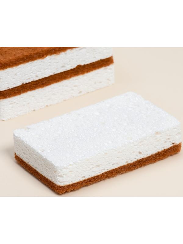 Губки для посуды SL Home, из древесной целлюлозы, с кокосовым абразивом, 3 шт.