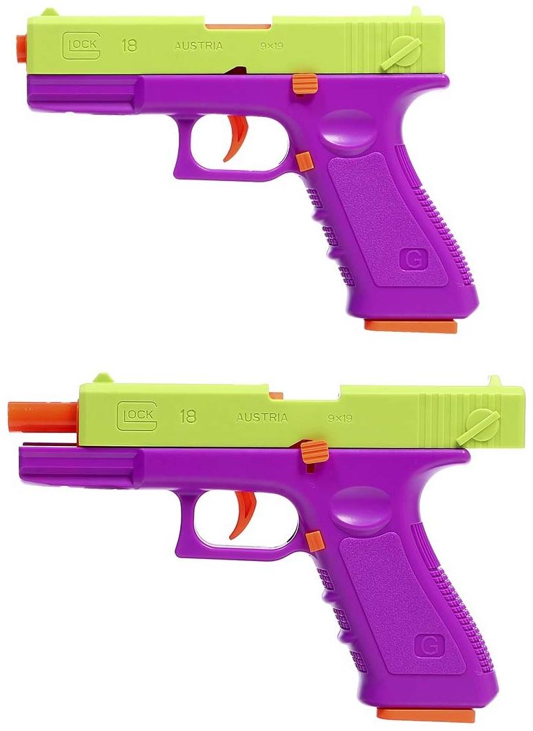 Пистолет детский «Глок», стреляет мягкими пулями, вылетают гильзы, автоматическая перезарядка