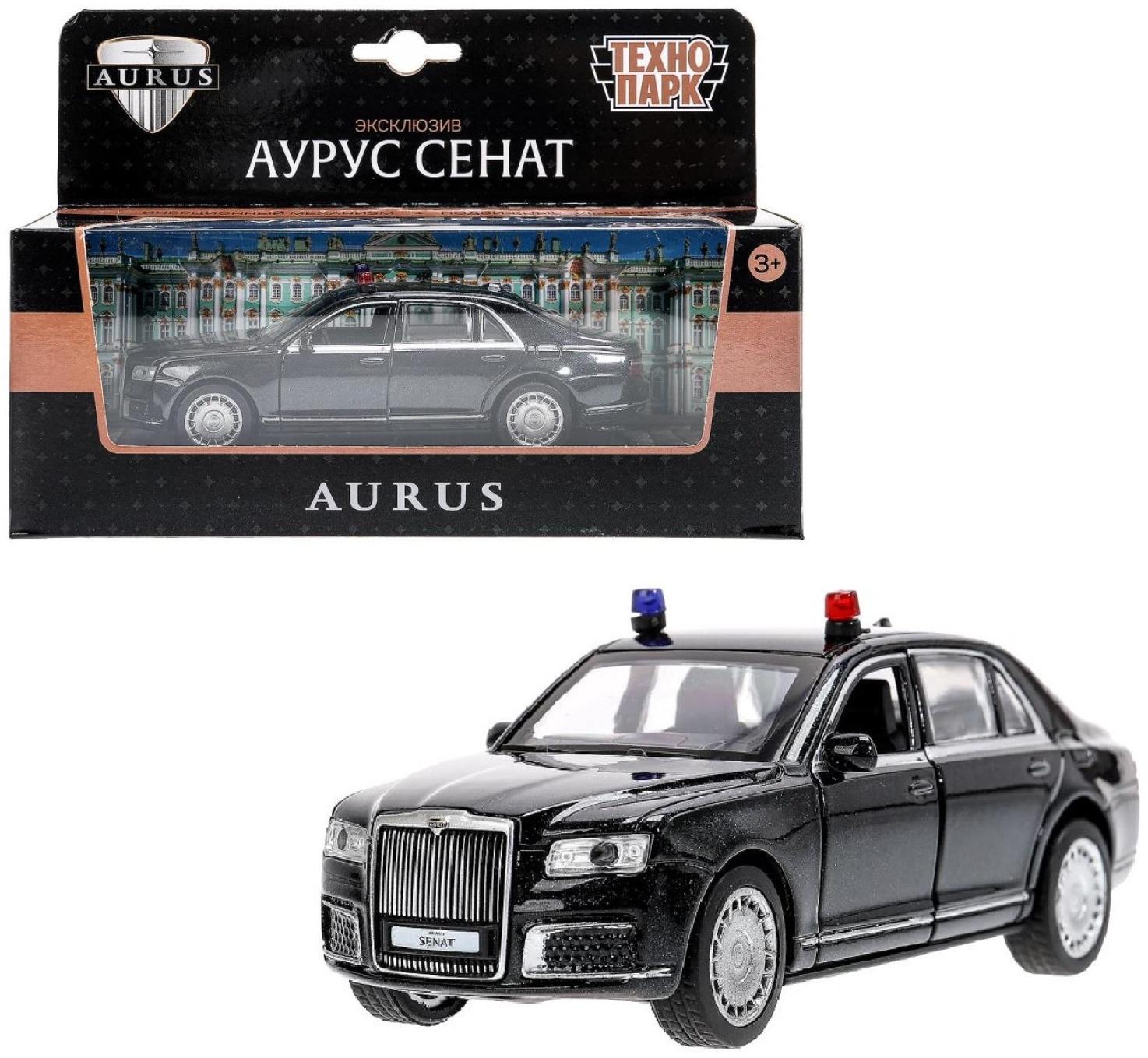 Машинка металлическая «Аурус сенат», открываются двери, багажник, инерция, 13,5 см, черный