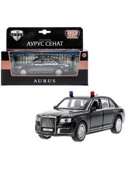 Машинка металлическая «Аурус сенат», открываются двери, багажник, инерция, 13,5 см, черный
