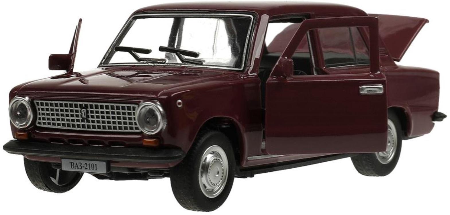 Машинка металлическая «ВАЗ-2101», ретро - модель «Копейка», открываются двери, багажник, инерция, 12 см, фиолетовый