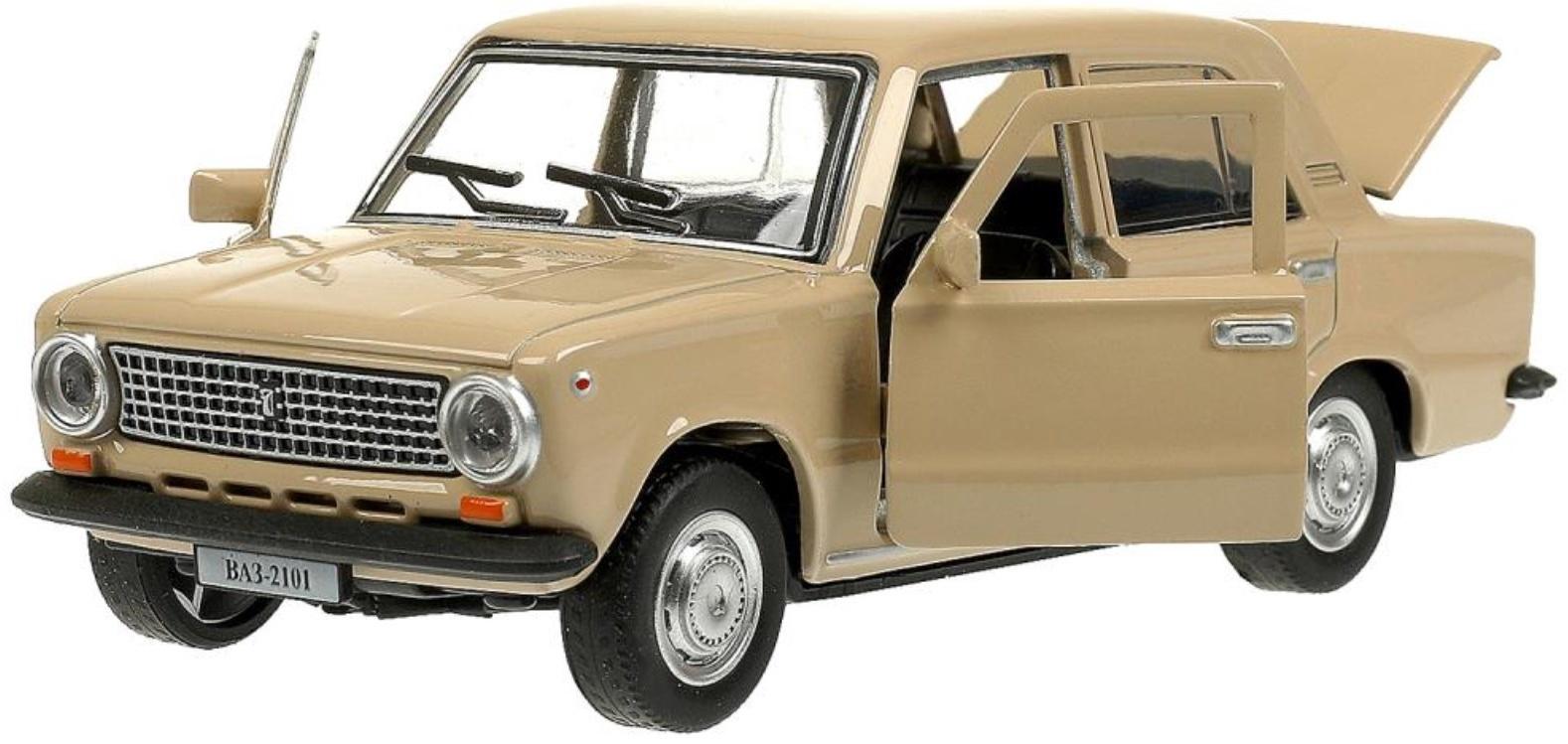 Машинка металлическая «ВАЗ-2101», ретро - модель «Копейка», открываются двери, багажник, инерция, 12 см, бежевый