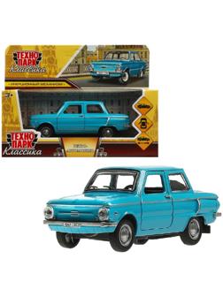 Машинка металлическая «ЗАЗ-968А», ретро - модель «Запорожец», открываются двери, багажник, инерция, 12 см голубой