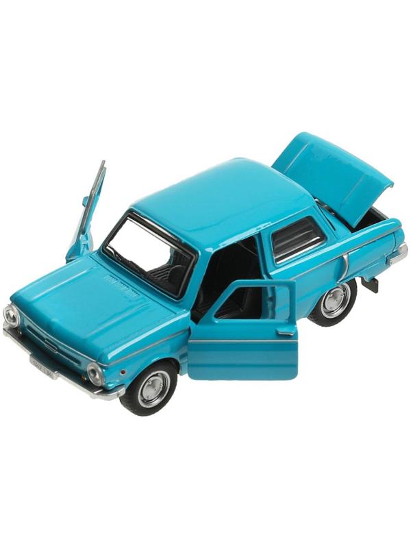 Машинка металлическая «ЗАЗ-968А», ретро - модель «Запорожец», открываются двери, багажник, инерция, 12 см голубой