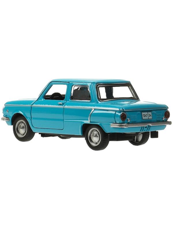 Машинка металлическая «ЗАЗ-968А», ретро - модель «Запорожец», открываются двери, багажник, инерция, 12 см голубой