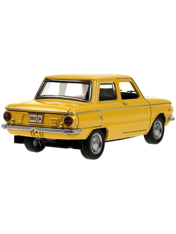 Машинка металлическая «ЗАЗ-968А», ретро - модель «Запорожец», открываются двери, багажник, инерция, 12 см жёлтый