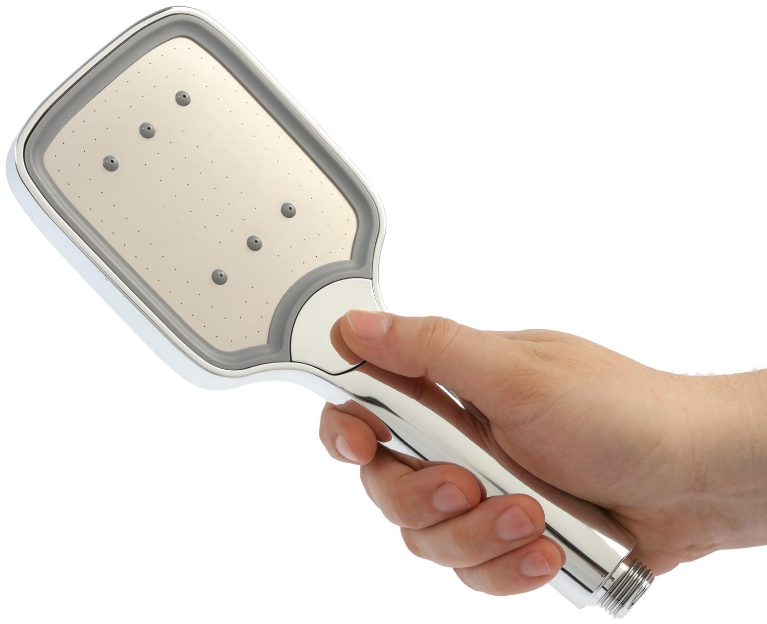 Лейка для душа Accoona A351, пластик, рассеиватель из нержавеющей стали, 3 режима, цвет хром