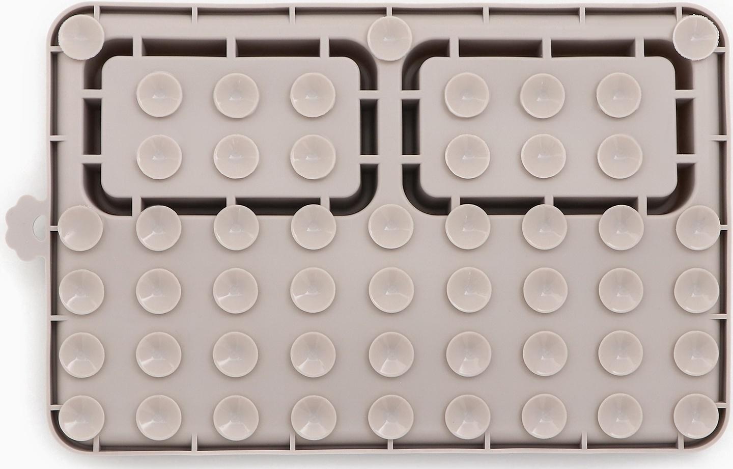 Коврик для лизания на присосках с мисками 30 х 20 см, серый