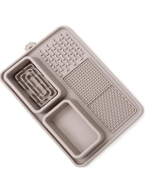 Коврик для лизания на присосках с мисками 30 х 20 см, серый