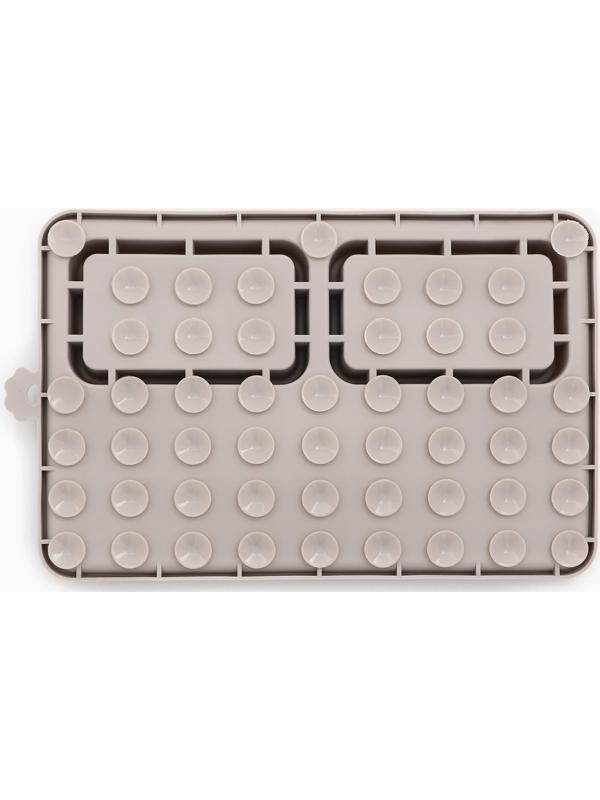 Коврик для лизания на присосках с мисками 30 х 20 см, серый