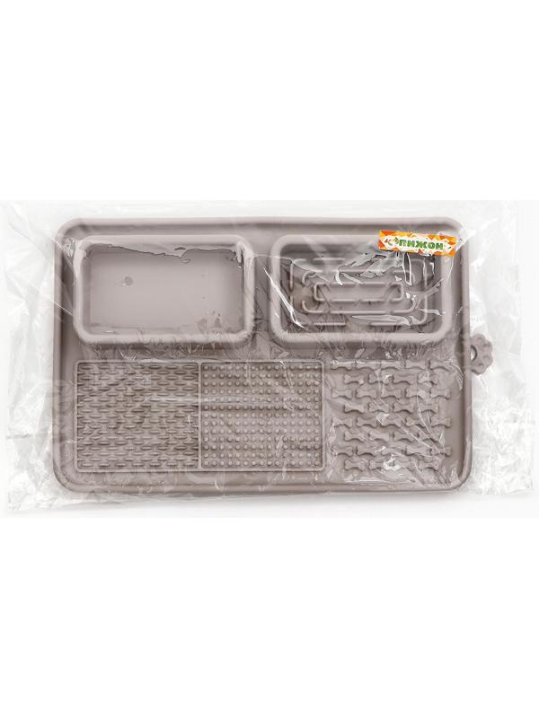 Коврик для лизания на присосках с мисками 30 х 20 см, серый