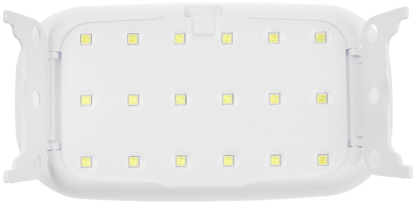 Лампа для маникюра, LED, 18 диодов, 3 Вт, таймер, USB, белая
