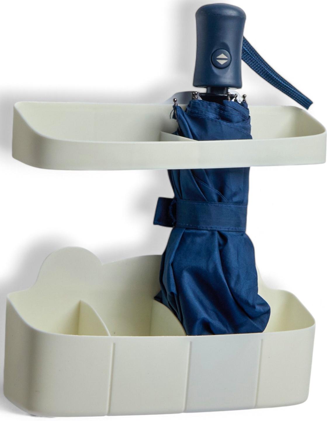 Подставка для зонтов, пластик, 23,5×7,5×11 см, 6,5×23,5×4 см, белая