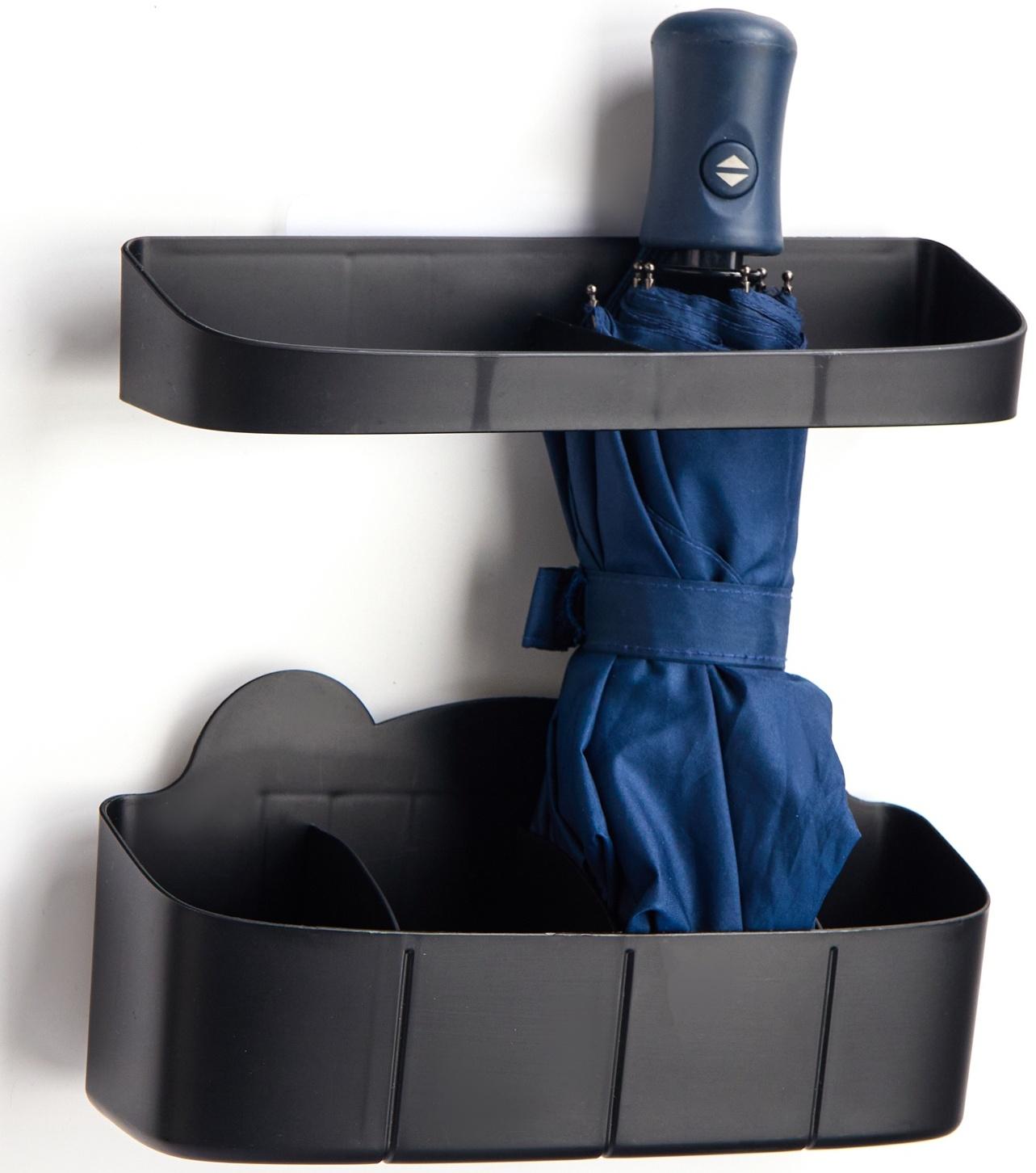 Подставка для зонтов, пластик, 23,5×7,5×11 см, 6,5×23,5×4 см, чёрная