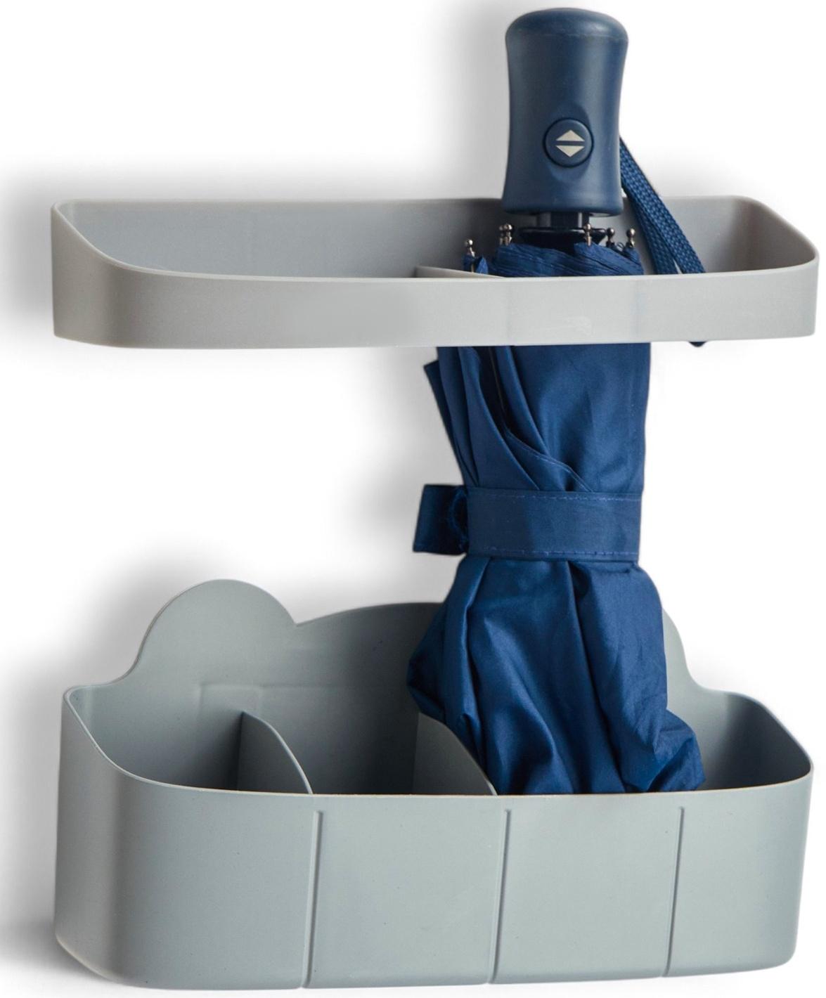 Подставка для зонтов, пластик, 23,5×7,5×11 см, 6,5×23,5×4 см, серая