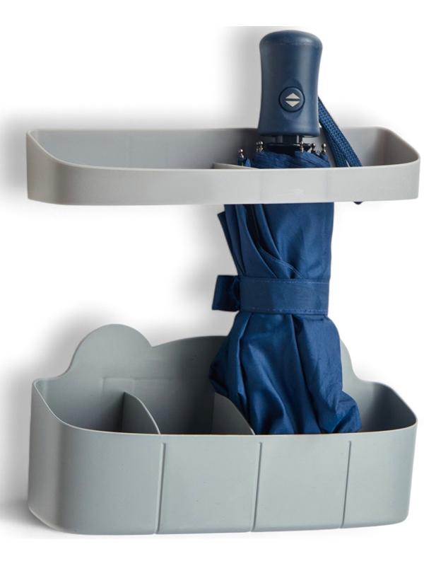 Подставка для зонтов, пластик, 23,5×7,5×11 см, 6,5×23,5×4 см, серая