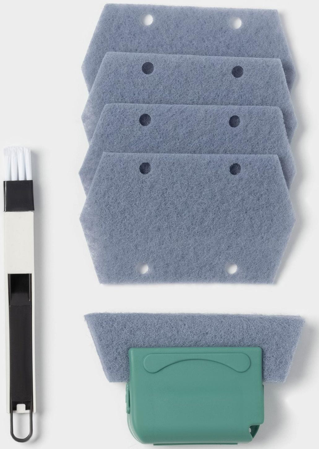 Щётки для оконных рам и труднодоступных мест, 4 сменных насадок, 13.5×8.2 см