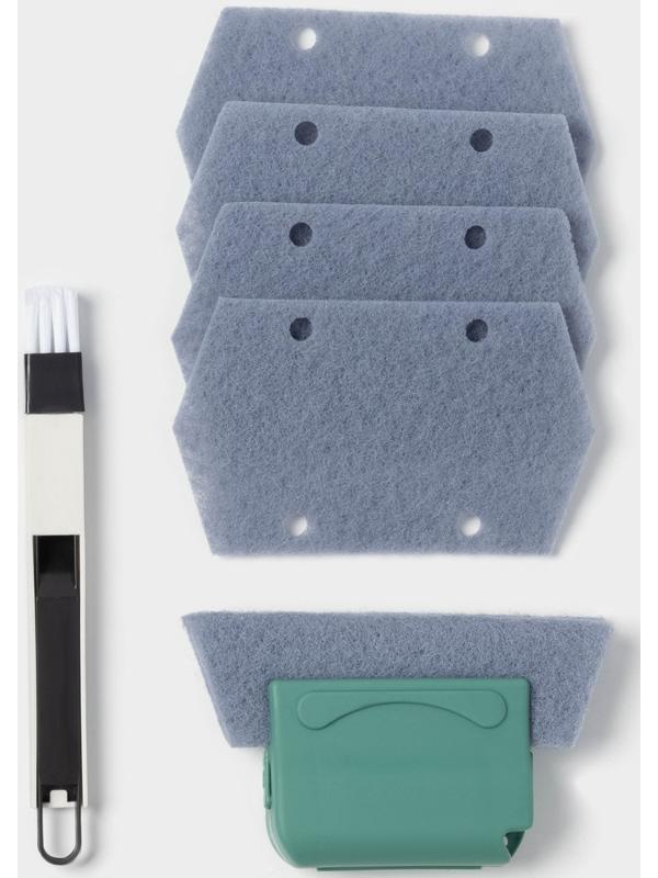 Щётки для оконных рам и труднодоступных мест, 4 сменных насадок, 13.5×8.2 см