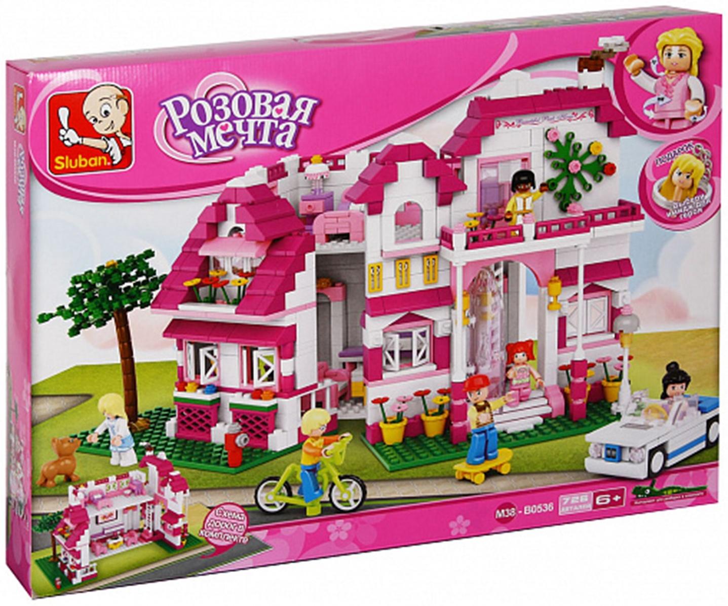 Конструктор блочный для девочек Розовая мечта «Загородная вилла», 726 деталей