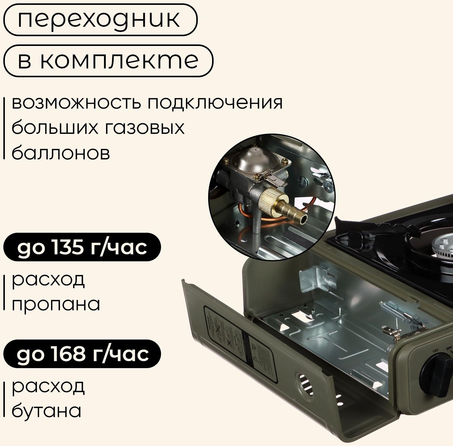 Плита газовая портативная maclay, для кемпинга, с переходником
